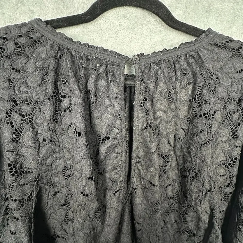 Free People Top Womens Extra Small Black Lace Whimsigoth Dark Fairy Romantic